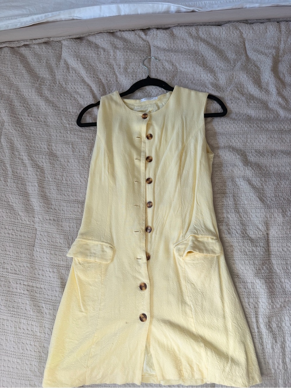 Peppermayo Butter Yellow Castello Fiore Linen Mini Dress - Picture 3 of 5
